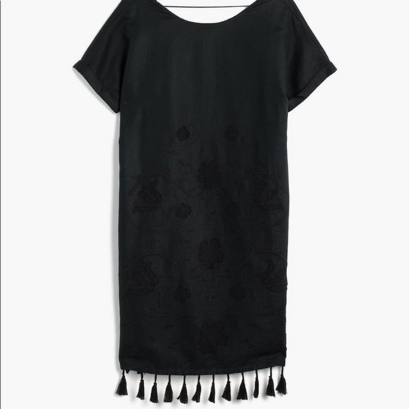 Madewell Embroidered Shift Dress with Tassel Trim Linen Cotton Womens Size Small - Picture 2 of 8